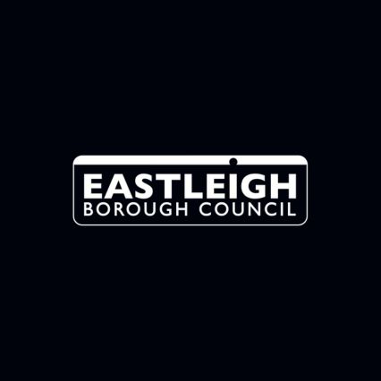 Eastleigh Borough Council white logo on black background